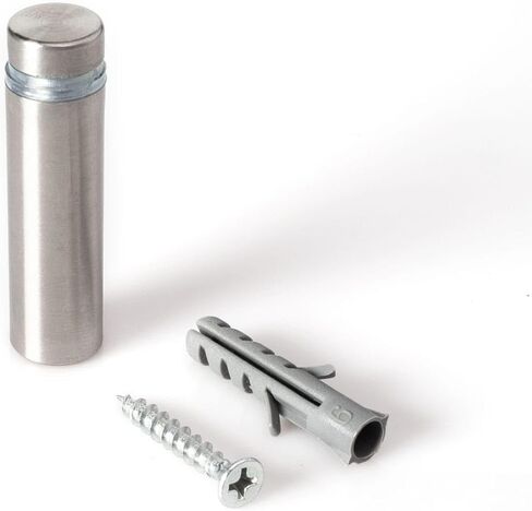 Stainless Steel Standoff 1/2 Inch Diameter x 1-1/2 Inch Barrel Length Brushed Finish for PVC, Glass and Acrylic Sign Stand Off Wall Anchors and Screws 2 Piece Small Sign Pack in Saudi Arabia