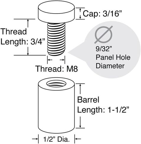 Stainless Steel Standoff 1/2 Inch Diameter x 1-1/2 Inch Barrel Length Brushed Finish for PVC, Glass and Acrylic Sign Stand Off Wall Anchors and Screws 2 Piece Small Sign Pack in Saudi Arabia