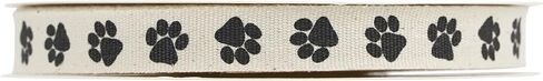 HUIHUANG 5/8 Inch Dog Paw Print Cotton Ribbon Natural Fabric Cotton Ribbon for Gift Wrapping Pet Lover Crafts Dog Party Decoration Baking Gift Basket - 25 Yards (75 Feet) in Saudi Arabia