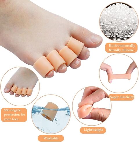 Silicone Toe Protector, 24 Pieces Of Open Gel Toe Cap, Corn Toe Tube, Small Toe Protective Pad, Pain Relieving Toe Wrapping, Toe Protection And Relieving Corn,Callus, Blisters, Friction And Pain. in Saudi Arabia