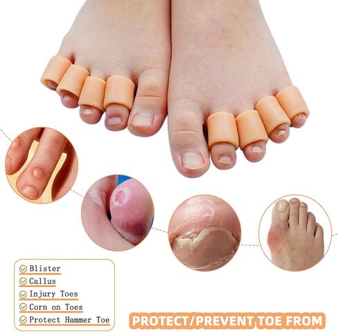 Silicone Toe Protector, 24 Pieces Of Open Gel Toe Cap, Corn Toe Tube, Small Toe Protective Pad, Pain Relieving Toe Wrapping, Toe Protection And Relieving Corn,Callus, Blisters, Friction And Pain. in Saudi Arabia