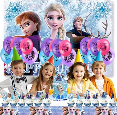 Cartoon Birthday Decorations Set for Girls, Cute Anime Birthday Party Supplies Include Tablecloth, Balloons, Cake Topper, Cake Cupcake Toppers, Background Cloth in Saudi Arabia