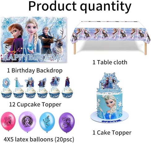 Cartoon Birthday Decorations Set for Girls, Cute Anime Birthday Party Supplies Include Tablecloth, Balloons, Cake Topper, Cake Cupcake Toppers, Background Cloth in Saudi Arabia