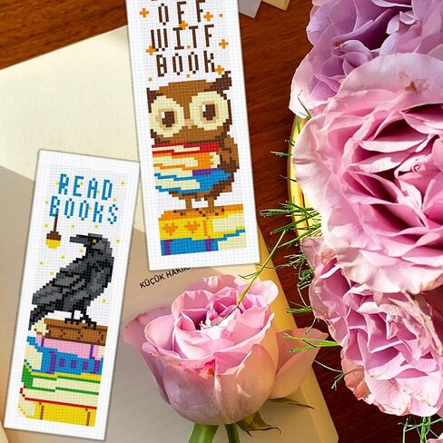 BEUNITONE 6 Pcs Cartoon Cross Stitch Bookmark Kit for Beginners Cute Animals Counted Cross Stitch Kit Embroidery Bookmarks with Instruction Stamped Bookmarks Handmade for Crafts Book Lovers 8.5''x3'' in Saudi Arabia