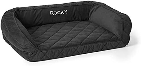 Orvis ComfortFill-Eco Bolster Dog Bed - Plush Rectangular Dog Beds with Three-Sided Bolster for Leaning, Heathered Khaki - Extra Large in Saudi Arabia