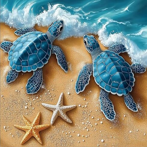 Newenmo Turtles Diamonds الطلاء مجموعات للبالغين المبتدئين ، DIY 5D Starfish Diamond Art Paint مع الماس الدائري ، الحفر الكاملة Gem Art Diamonds Art Painting for Home Wall Decor in Kuwait