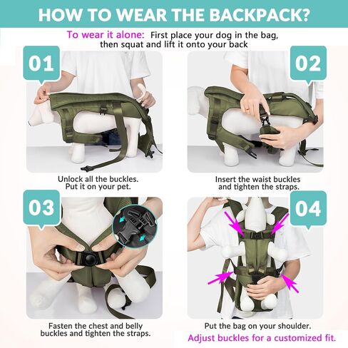 Lukovee Dog Backpack Carrier, Adjustable Front Carrier for Small Breeds, M in Kuwait