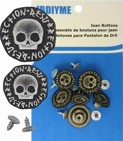 No-sew Metal Tack Jean Buttons Kit w/Tool SKL (20mm Roman Black Tin Ct.6) in Saudi Arabia