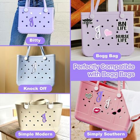 سحر أحرف AIRSA لـ BOGG Bag A-Z ، 2PCS ALPHABET SHARM Accessories لـ BOGG BAG لـ SOUND SOUTHERN BAG الأصلي جميع الطرز ، إدراج السيليكون ملحقات حروف مزخرفة لأكياس حمل الشاطئ in Saudi Arabia