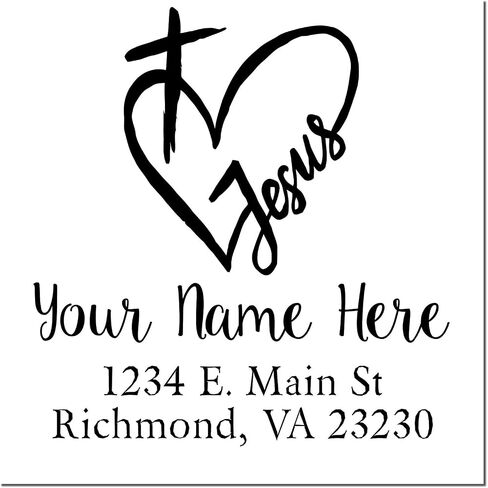 Jesus Loves You Christian Customized Self-Inking Mail Stamp - Ideal for Church Architects, Customized Return Address Stamp, Easy Envelope Stamping, Ideal for Personal or Church Use, 1-5/8 Size in Saudi Arabia