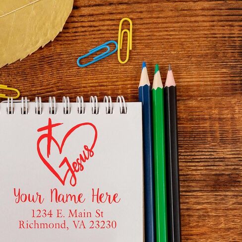 Jesus Loves You Christian Customized Self-Inking Mail Stamp - Ideal for Church Architects, Customized Return Address Stamp, Easy Envelope Stamping, Ideal for Personal or Church Use, 1-5/8 Size in Saudi Arabia