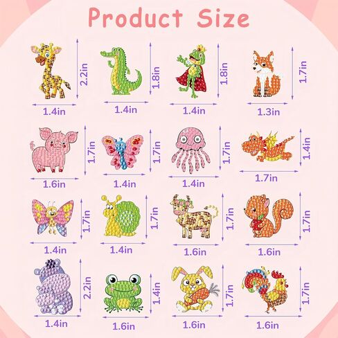 VIICOOR 47PCS حيوانات ملصقات اللوحة الماس ، Summer Sean Animal DIY Art Craft (حيوانات) in Kuwait