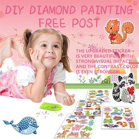VIICOOR 47PCS حيوانات ملصقات اللوحة الماس ، Summer Sean Animal DIY Art Craft (حيوانات) in Kuwait