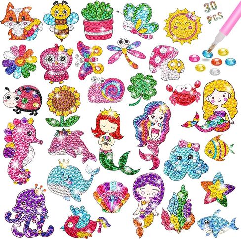 VIICOOR 47PCS حيوانات ملصقات اللوحة الماس ، Summer Sean Animal DIY Art Craft (حيوانات) in Kuwait