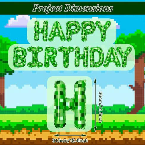 Green Pixel Themed Happy Birthday Party banner Decorations Kit with Green Pixel Balloons, Colorful Superhero Backdrop Supplies for Boys Kids Indoor Outdoor Celebration in Kuwait