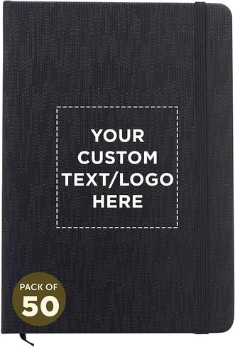 DISCOUNT PROMOS 50 Olivine Textured Notebooks Pack - Customizable Text, Logo - Hardcover, Journal, Vibrant - Black in Kuwait