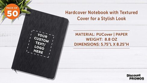 DISCOUNT PROMOS 50 Olivine Textured Notebooks Pack - Customizable Text, Logo - Hardcover, Journal, Vibrant - Black in Kuwait