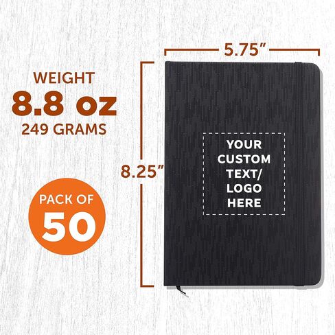 DISCOUNT PROMOS 50 Olivine Textured Notebooks Pack - Customizable Text, Logo - Hardcover, Journal, Vibrant - Black in Kuwait