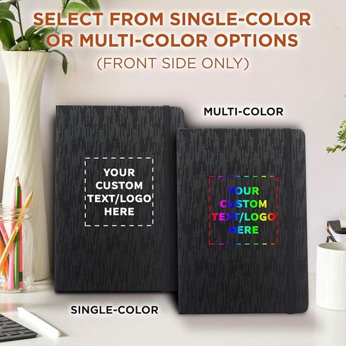 DISCOUNT PROMOS 50 Olivine Textured Notebooks Pack - Customizable Text, Logo - Hardcover, Journal, Vibrant - Black in Kuwait