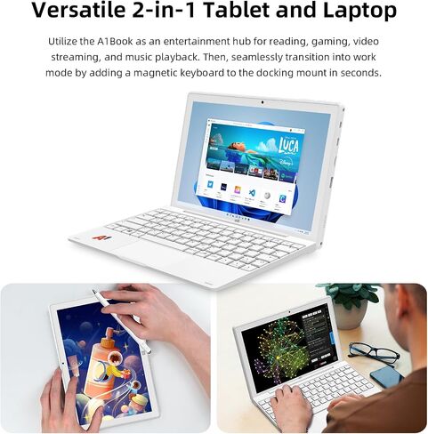 Detachable 2 in 1 Laptop Touchscreen, 8GB DDR4 RAM/128GB SSD, 10.1" Win 11 Tablet with Keyboard, Intel Pentium N5030 (Up 3.1GHz), 2.4G+5G WiFi, Bluetooth, USB3.0, Dual Camera in Saudi Arabia
