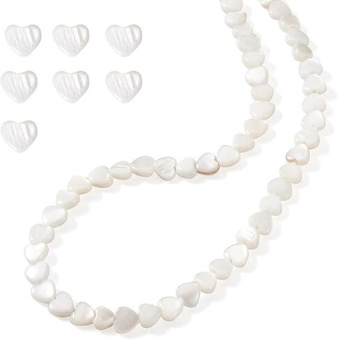 Fashewelry 68pcs Heart Natural Freshwater Shell Loose Beads 6x6mm Polished Tiny White Heart Sea Shell Spacer Charm Beads for DIY Crafts Necklace Bracelet Earring Jewelry Making Supplies in Saudi Arabia