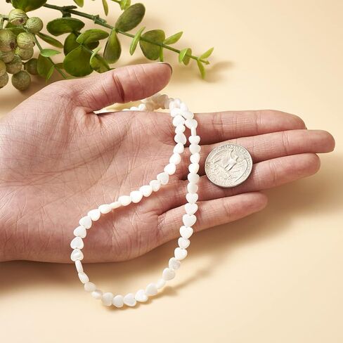 Fashewelry 68pcs Heart Natural Freshwater Shell Loose Beads 6x6mm Polished Tiny White Heart Sea Shell Spacer Charm Beads for DIY Crafts Necklace Bracelet Earring Jewelry Making Supplies in Saudi Arabia