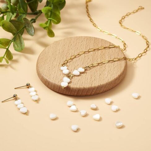 Fashewelry 68pcs Heart Natural Freshwater Shell Loose Beads 6x6mm Polished Tiny White Heart Sea Shell Spacer Charm Beads for DIY Crafts Necklace Bracelet Earring Jewelry Making Supplies in Saudi Arabia