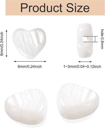 Fashewelry 68pcs Heart Natural Freshwater Shell Loose Beads 6x6mm Polished Tiny White Heart Sea Shell Spacer Charm Beads for DIY Crafts Necklace Bracelet Earring Jewelry Making Supplies in Saudi Arabia