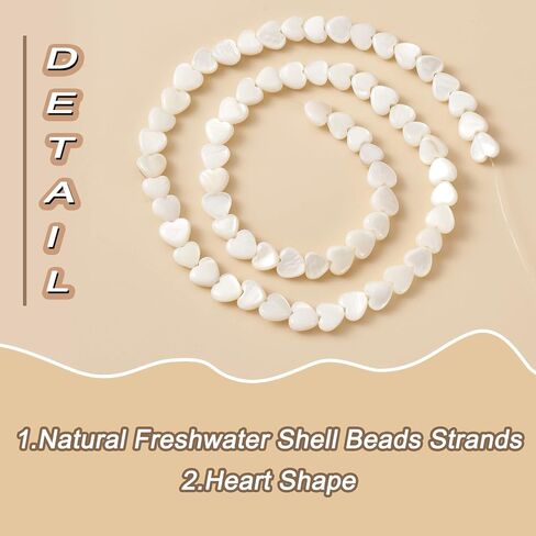 Fashewelry 68pcs Heart Natural Freshwater Shell Loose Beads 6x6mm Polished Tiny White Heart Sea Shell Spacer Charm Beads for DIY Crafts Necklace Bracelet Earring Jewelry Making Supplies in Saudi Arabia