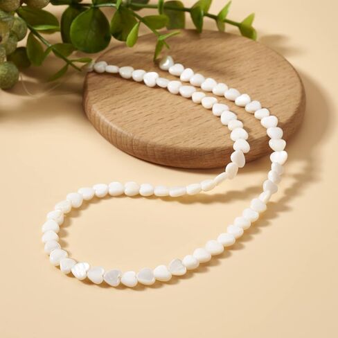 Fashewelry 68pcs Heart Natural Freshwater Shell Loose Beads 6x6mm Polished Tiny White Heart Sea Shell Spacer Charm Beads for DIY Crafts Necklace Bracelet Earring Jewelry Making Supplies in Saudi Arabia