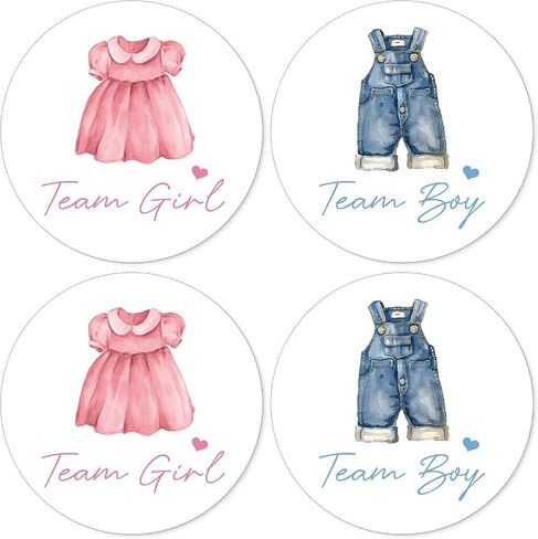 Advivio 80Pcs Funny Clothes Themed Team Boy Girl Stickers, Baby Shower Boy or Girl Gender Reveal Stickers, Birthday Party Labels Decorations, 2 Inc in Kuwait