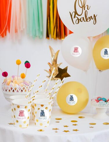 Advivio 80Pcs Funny Clothes Themed Team Boy Girl Stickers, Baby Shower Boy or Girl Gender Reveal Stickers, Birthday Party Labels Decorations, 2 Inc in Kuwait