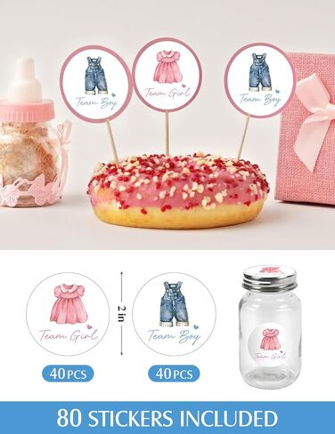 Advivio 80Pcs Funny Clothes Themed Team Boy Girl Stickers, Baby Shower Boy or Girl Gender Reveal Stickers, Birthday Party Labels Decorations, 2 Inc in Kuwait