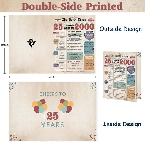 25th Birthday Card Gifts for Her Him, 25th Birthday Decorations Women Men, Gifts for 25 Year Old Male Female in Kuwait