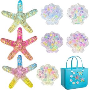 Hikkcos 8PCS Charms for Bogg Bag Accessories, Simple Modern Beach Bag Charms, Simply Southern Insert Decorative for Handbag Beach Tote Bag, Gift for Women & Girls & Ocean Party