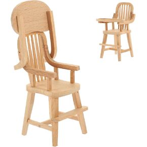 jojofuny Dollhouse Wooden High Chair, Miniature Highchair, Mini House Supplies, Mini Doll Furniture 1:12 Scale Desktop Chair Decoration Accessories