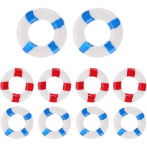 Garneck 10pcs Mini Resin Life Ring Decorations Micro Landscape Swim Ring Minature Life Buoy Decor Mediterranean Style Nautical Lifering for Home Party and DIY Crafts