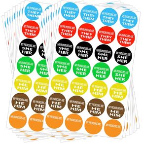 Pronouns Stickers,616 Pcs My Pronoun are Labels 1 Inch They Them Gender Identity Labels He Him She Her Name Tag Stickers for Kids Boys Girls Party Conference