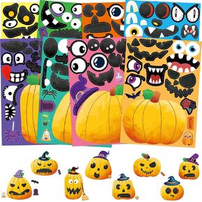 48 Pcs Make Your Own Halloween Sticker Sheets for Kids Home Classroom Party Favor Games Art Craft School Rewards