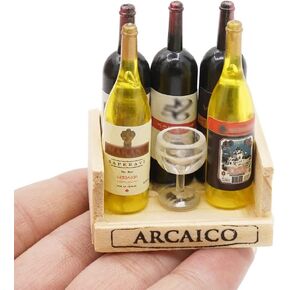 Odoria 1/6 Miniature Crate with Wine Bottles and Glasses Dollhouse Decoration Accessories