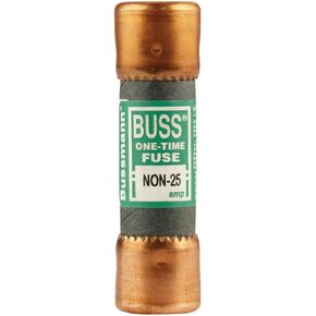 خرطوشة Bussmann NON-25 ذات الجهد المنخفض 250 فولت، مصهر للأغراض العامة لمرة واحدة 25 أمبير 250 فولت K5، حزمة من 1، بدون لون