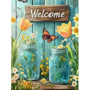 APTDYIGL 5D Butterfly Flower Diamond Painting Kits for Adults Beginner,DIY Flower Diamond Art Kits for Adults,Round Full Drill Diamond Dots with Gem Art Kits,Home Wall Decor 12x16inch
