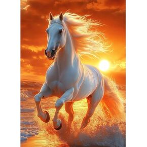 MAXBYE Horse Diamonds Painting Kits for Adults, 5D DIY Diamond Art Kits for Beginners, Round Animal 5D Gem Art Kit for Adult DIY Crafts Kit Gift Home Wall Decor Gifts 12x16in