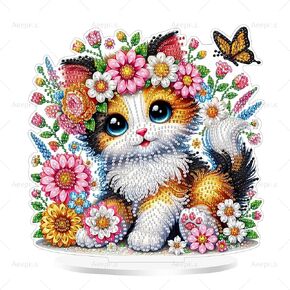 Aeepics DIY Diamond Art Tabletop Kit for Adults, Acrylic Desktop Diamonds Painting Kit Ornament, Stand Up Diamond Art Painting Board Kit (Owl)