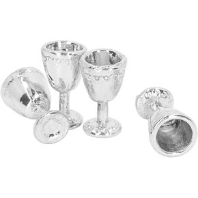 4pcs Mini Champagne Cups, Simulation Miniature Wine Glasses for 1:12 Dollhouse(Golden)