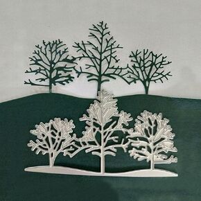 1Pc Silver Tree Metal Die Cuts, Tree Cutting Dies, Forest Cut Stencils Card Paper Craft DIY Template Metal Cutting Dies Album Embossing Paper Dies for Card Making Die-Cuts, Die-Cutting and Embossing