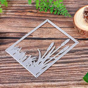 Scrapbooking Metal Cutting Die Backgrounds Frame Card Making Die Reed Plant Cutting Dies Rectangle Leaves Shape Embossing Stencil for DIY Album Decor Paper Craft Party Wedding Decorations