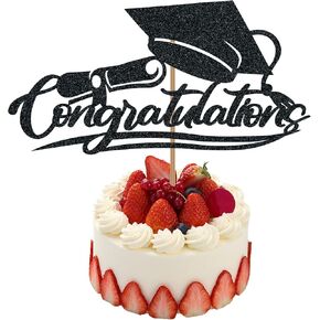 Graduation Cake Topper Class of 2025 – Glitter Graduation Decorations for Cake, Congrats Grad Cake Topper for High School or College, Cap Design for Sheet Cakes or Bouquet Centerpiece