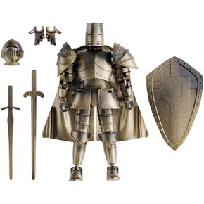 Medieval Knight Action Figure, Multi-Jointed Movable Dummy T13 Articulated Robot Figure, Fantasy Warrior Display Model (Assembly Required) (Silver)