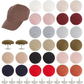 PH PandaHall 28 Sets 14 Colors Baseball Cap Top Buttons Baseball Cap Hats Buttons Mushroom Shape Cloth Covered with Metal Shank Replacement Top Buttons for Hats Mounting Repair Jeans Blouse Sewing